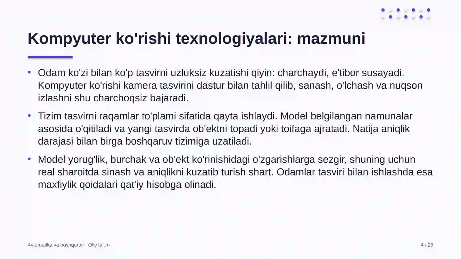 sanoatda kompyuter ko'rishi texnologiyalarini qo'llash 4194 4