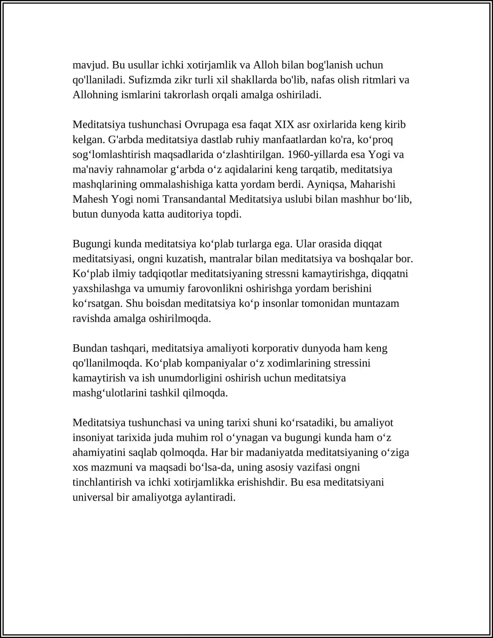 MEDITATSIYA VOSITACHILIKNING ASOSIY QOIDASI SIFATIDA 4
