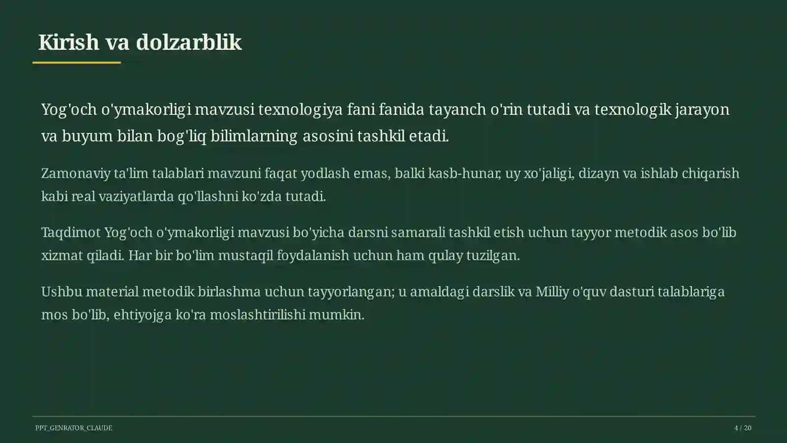 Yog'och o'ymakorligi (7-sinf) 4
