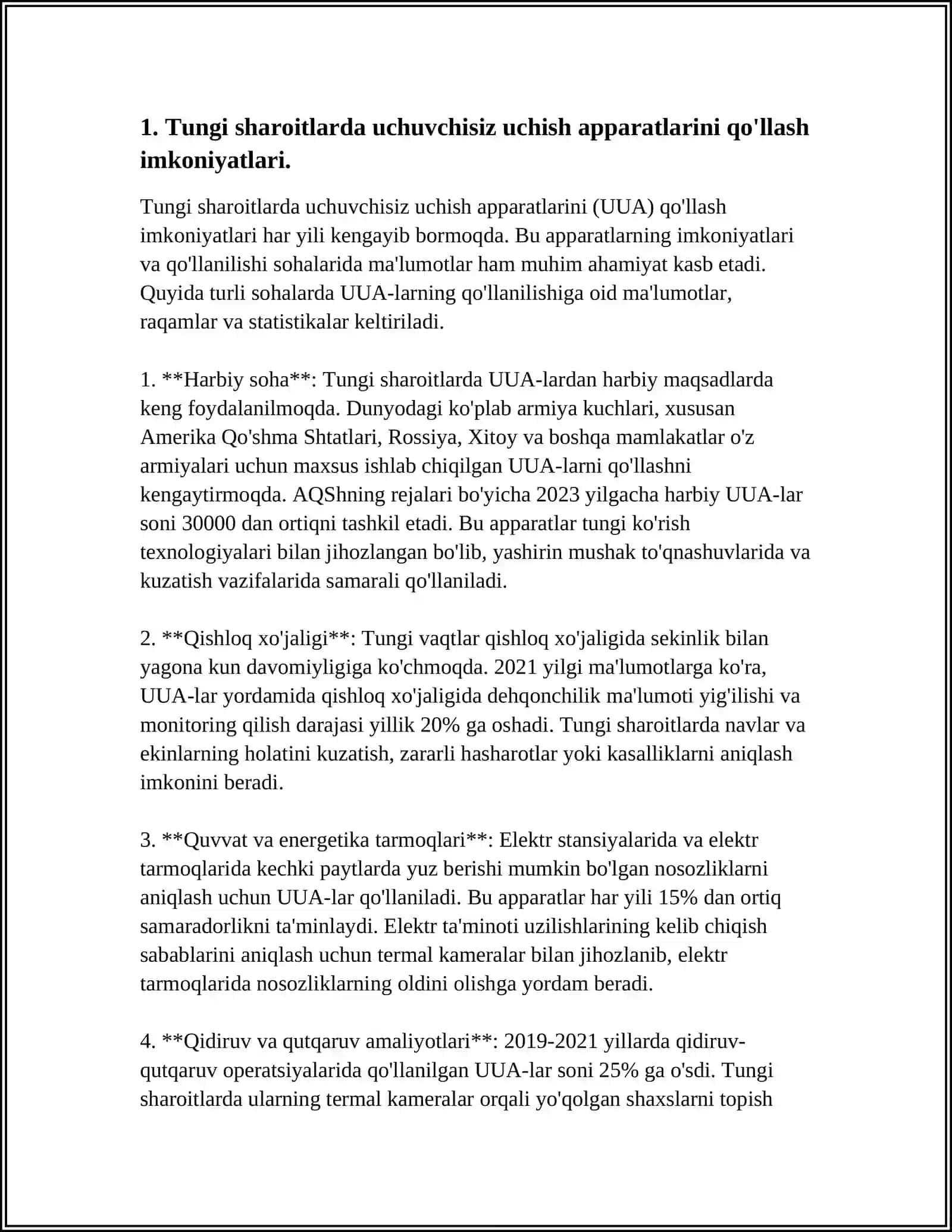 ARTILLERIYA RAZVEDKASIDA TUNGI VAQTDA UCHUVCHISIZ UCHISH APPARATLARIDAN FOYDALANISHNING OʻZIGA XOSLIGI 4