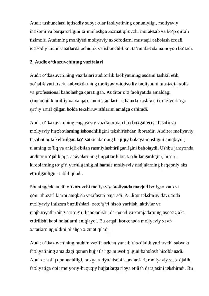 Audit O‘tkazuvchi (Auditor) Faoliyati 4
