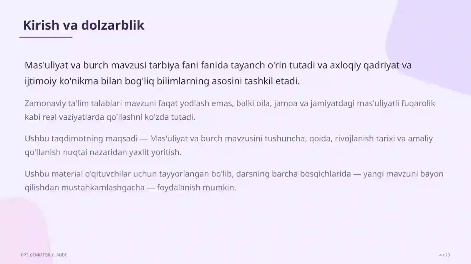 Mas'uliyat va burch (6-sinf) 4