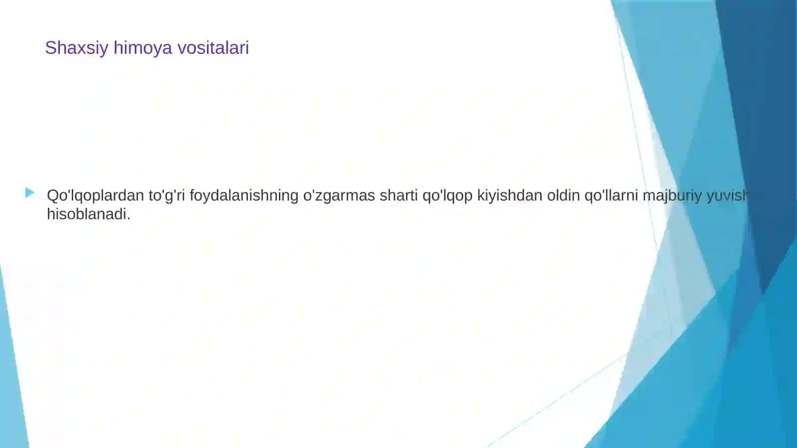 Steril qo'lqoplarni kiyish va ishlatish qoidalari 4