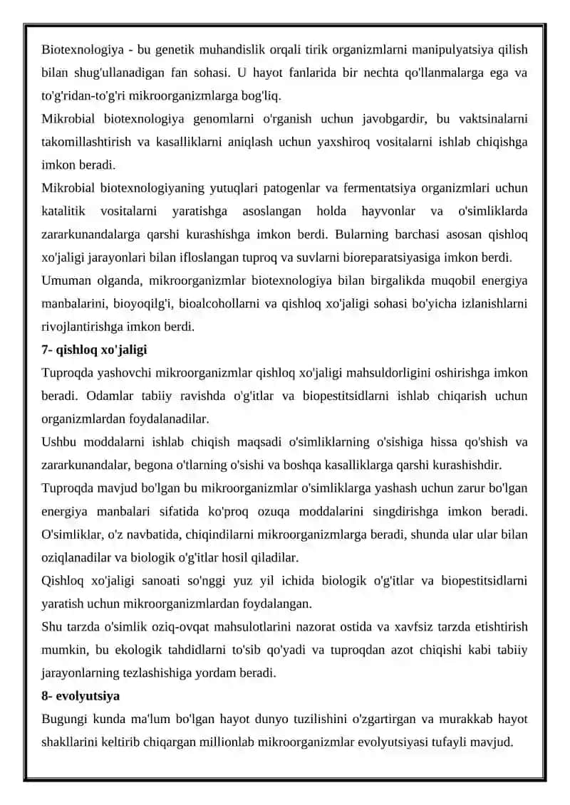 Mikroorganizmlarning inson uchun foydasi 4