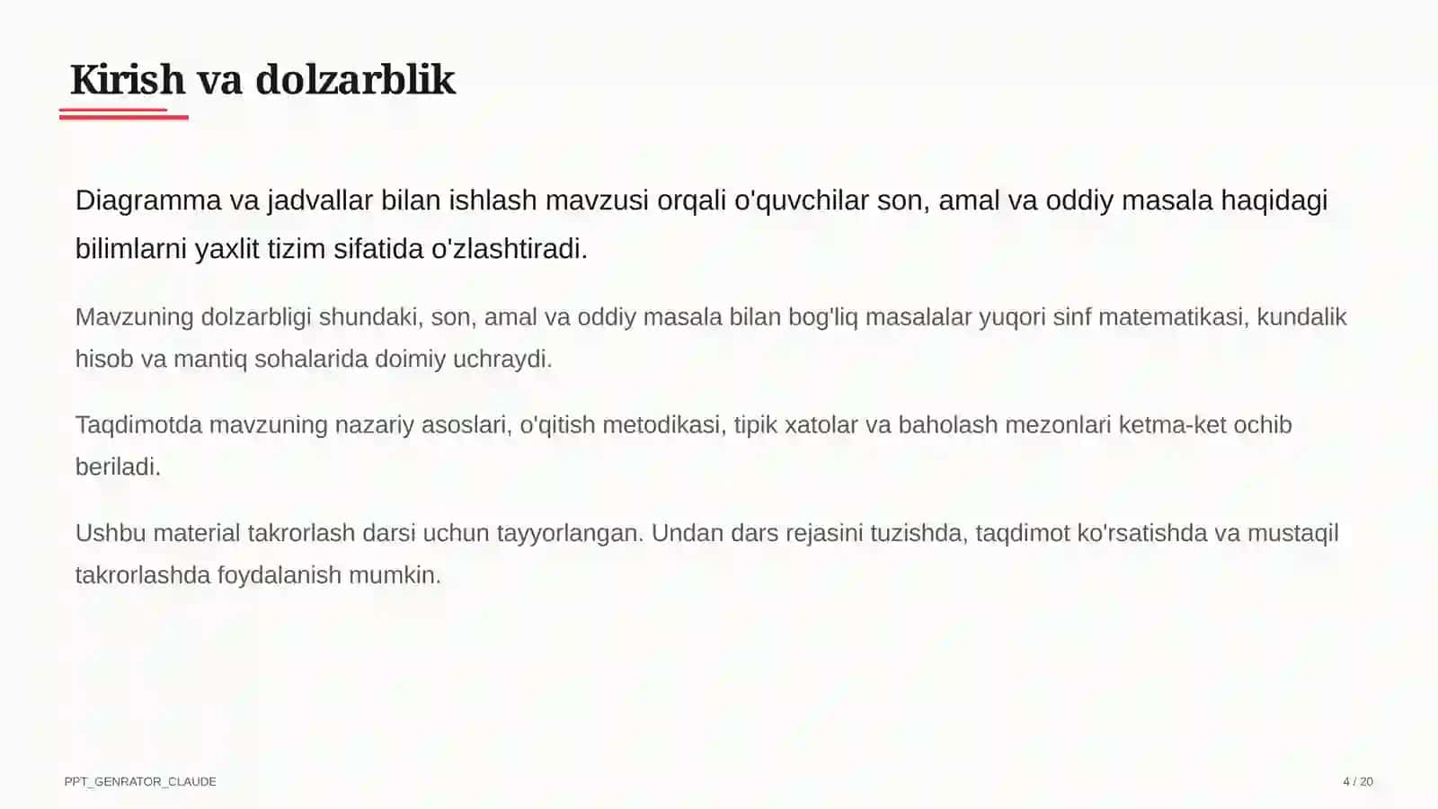 Diagramma va jadvallar bilan ishlash (4-sinf) 4