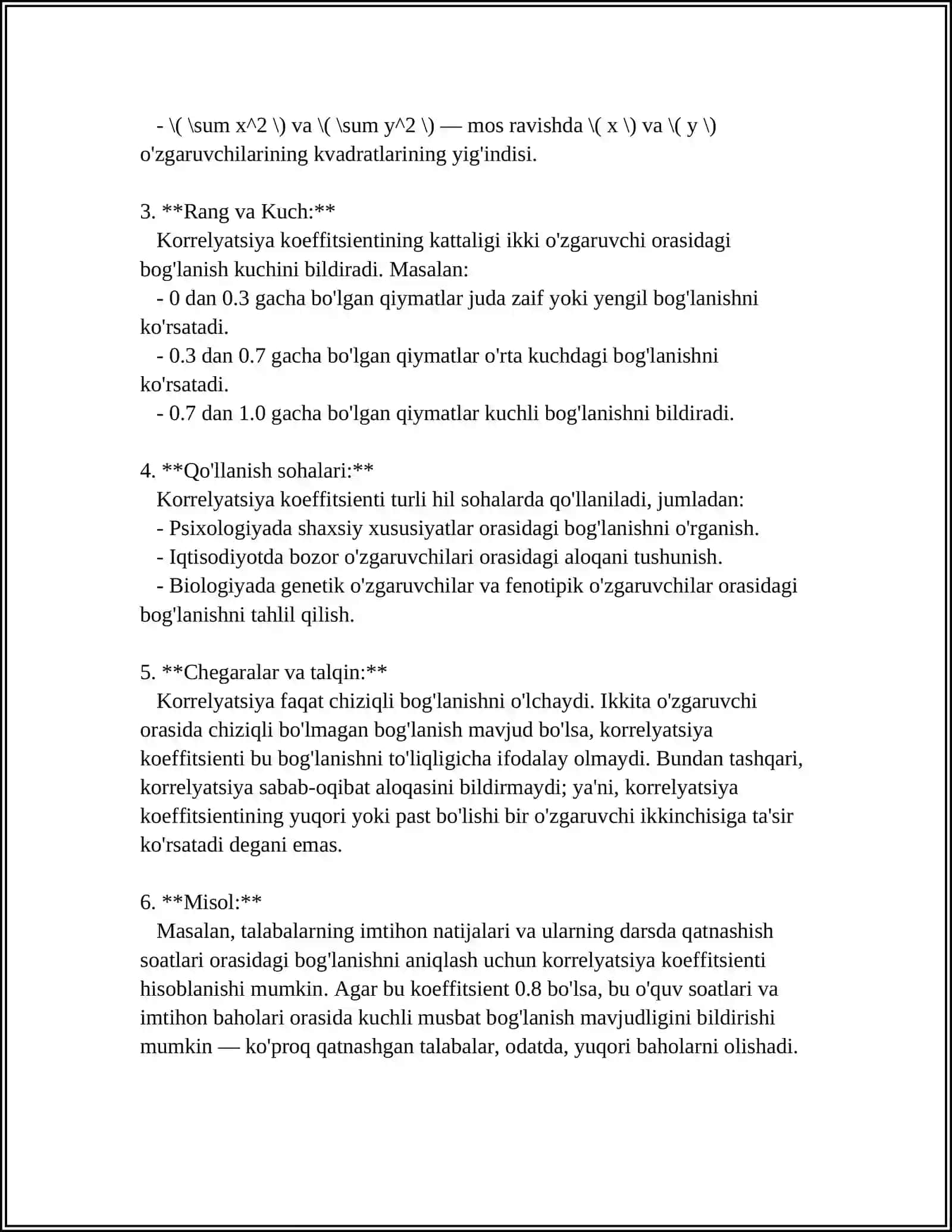MUSTAQIL ISH Mavzu: KORRELYATSION VA REGRESSION TAHLIL 4