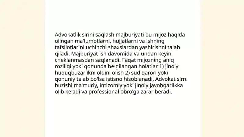 Advokatlar rioya etadigan axloqiy qoidalar 4