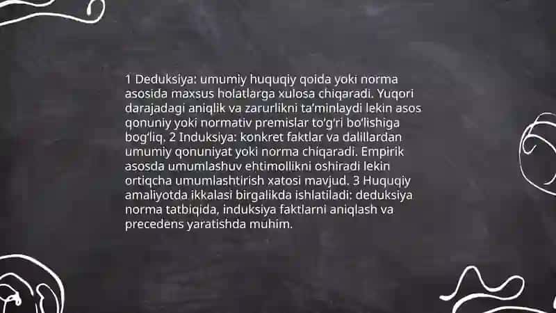 Deduktiv, induktiv va analogiya boʻyicha xulosa chiqarishning ahamiyati 4