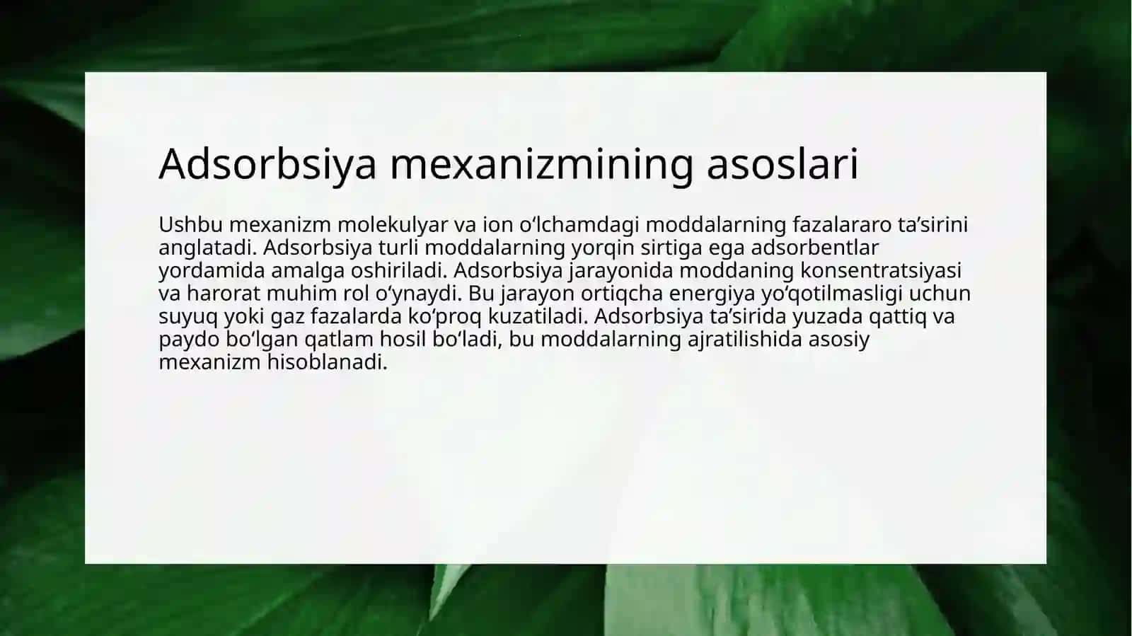 Sirt hodisalari adsorbsiya xromatografiya adsorbsiyadan sifat riyaksiyalari 4