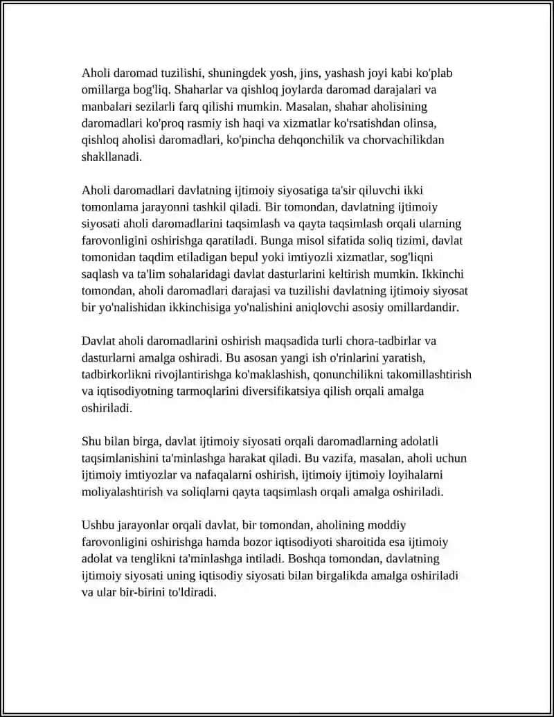 Aholi daromadi va davlatning ijtimoiy siyosati 4