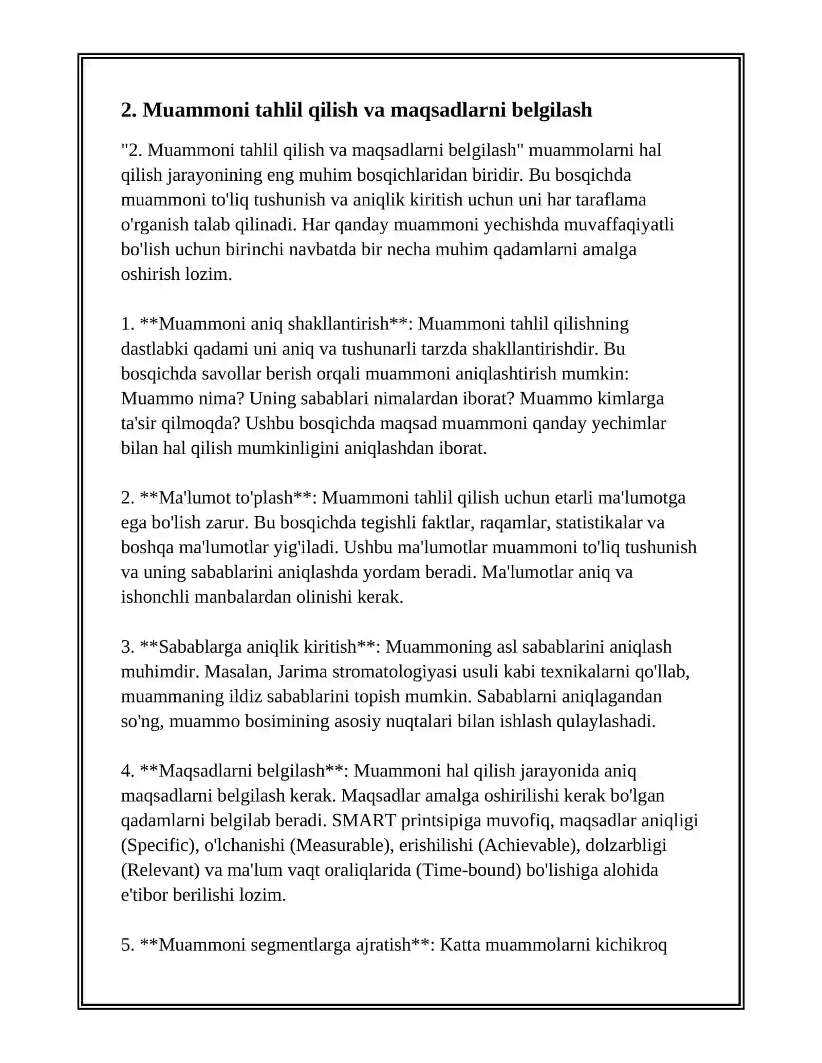 MUAMMOLARNI HAL QILISH (PROBLEM-SOLVING) 4