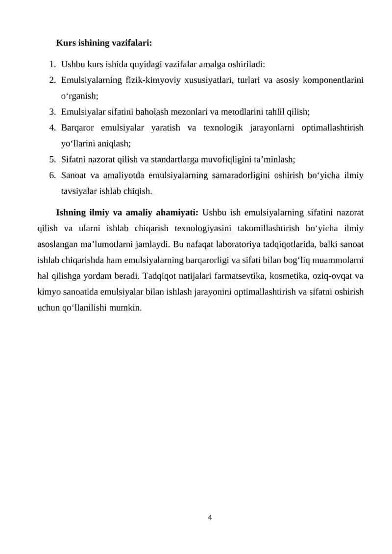 Emulsiyalarning sifatini baholash va texnologiyasini takomilashtirish 4