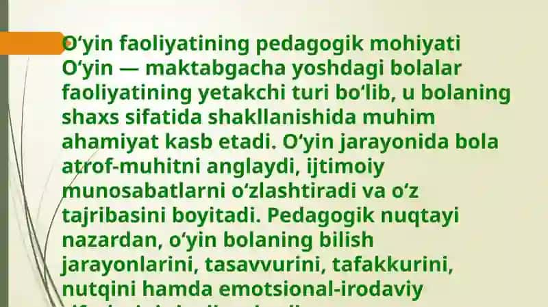 Maktabgacha ta’lim tashkilotida o‘yin faoliyati: mohiyati va o‘ziga xosligi 4