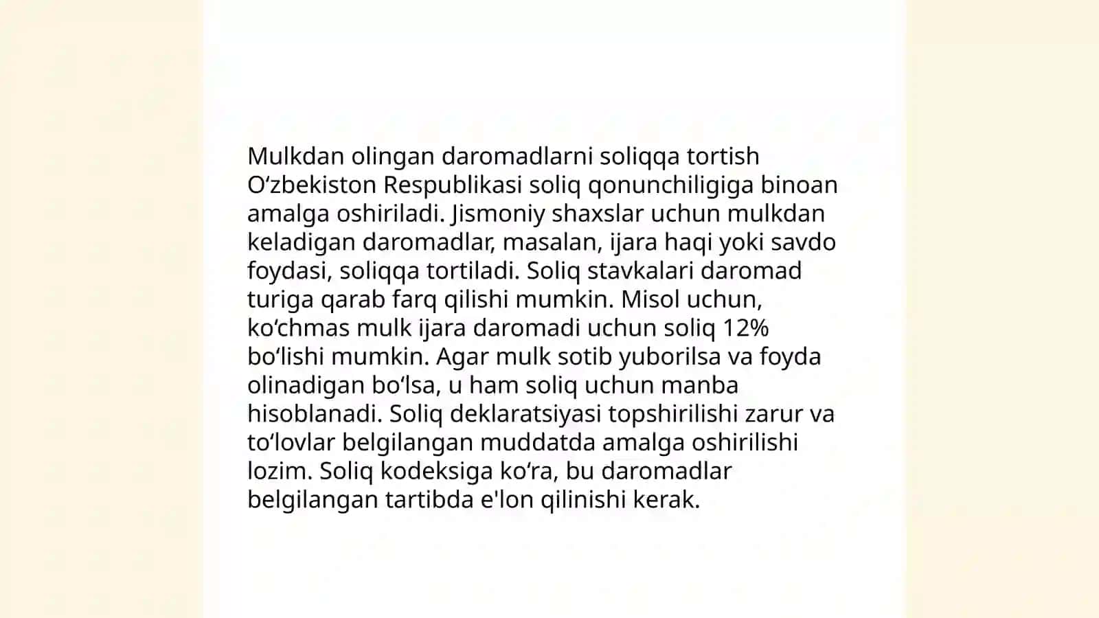 Jismoniy shaxslarning mulkiy daromadlari va ularni soliqqa tortish xususiyatlari 4