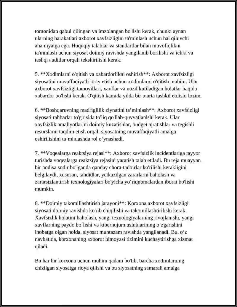 KORXONA FAOLIYATIDA AXBAROT XAVFSIZLIGI 4