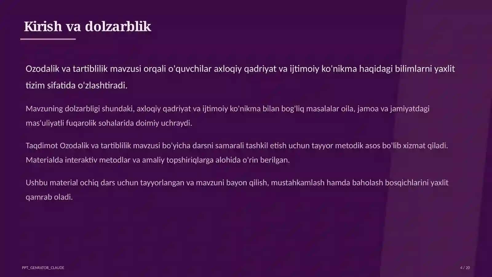 Ozodalik va tartiblilik (1-sinf) 4