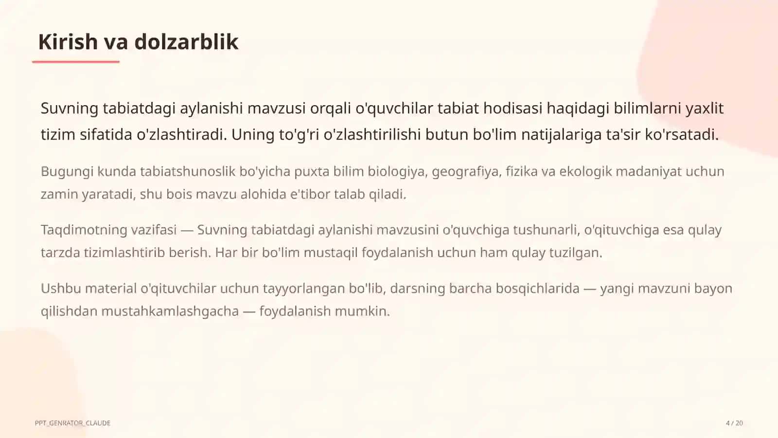 Suvning tabiatdagi aylanishi (2-sinf) 4