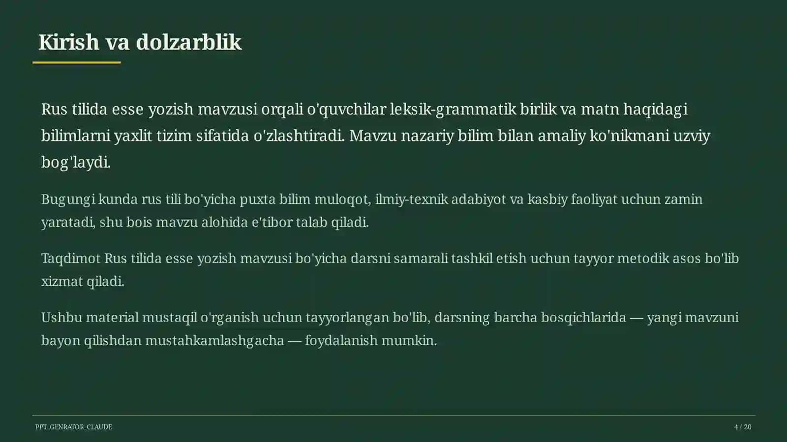 Rus tilida esse yozish (11-sinf) 4