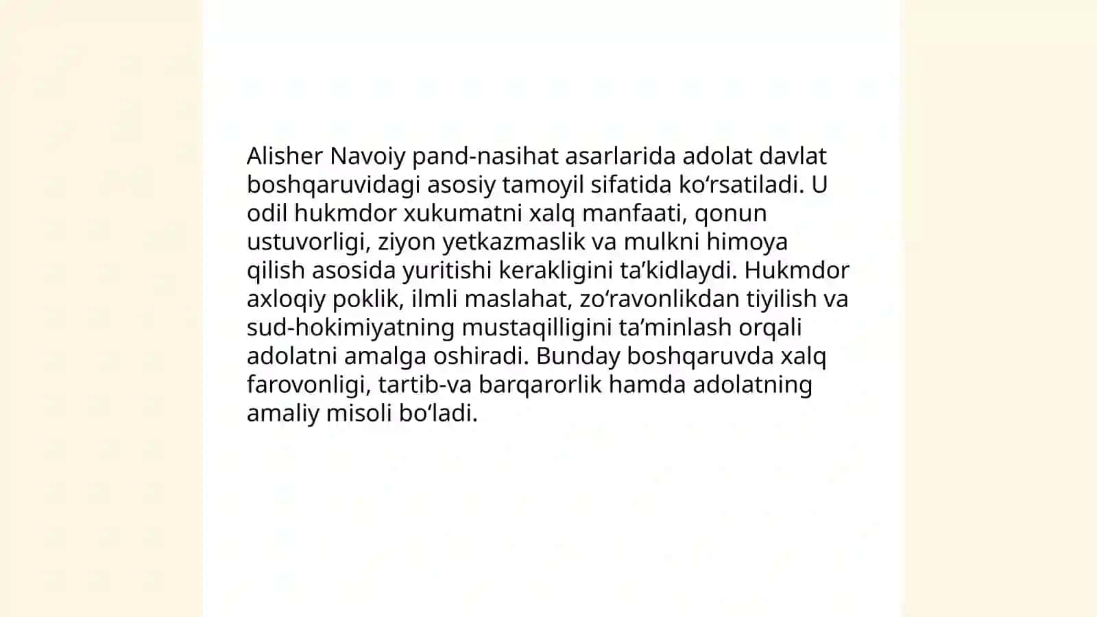 Alisher Navoiyning pand- nasihat mazmunidagi asarlarida ifodalangan ijtimoiy- siyosiy, axloqiy-ta'limiy qarashlar 4