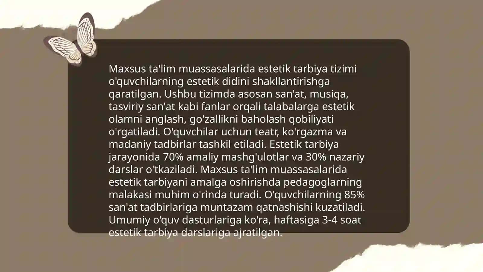 Estetik tarbiya va uni tashlik etish yo'llari 4