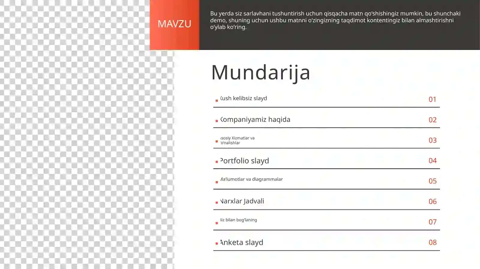 Zamonaviy Biznes Reja Mundarijasi va Tuzilmasi Taqdimoti (10 Slayd) 4