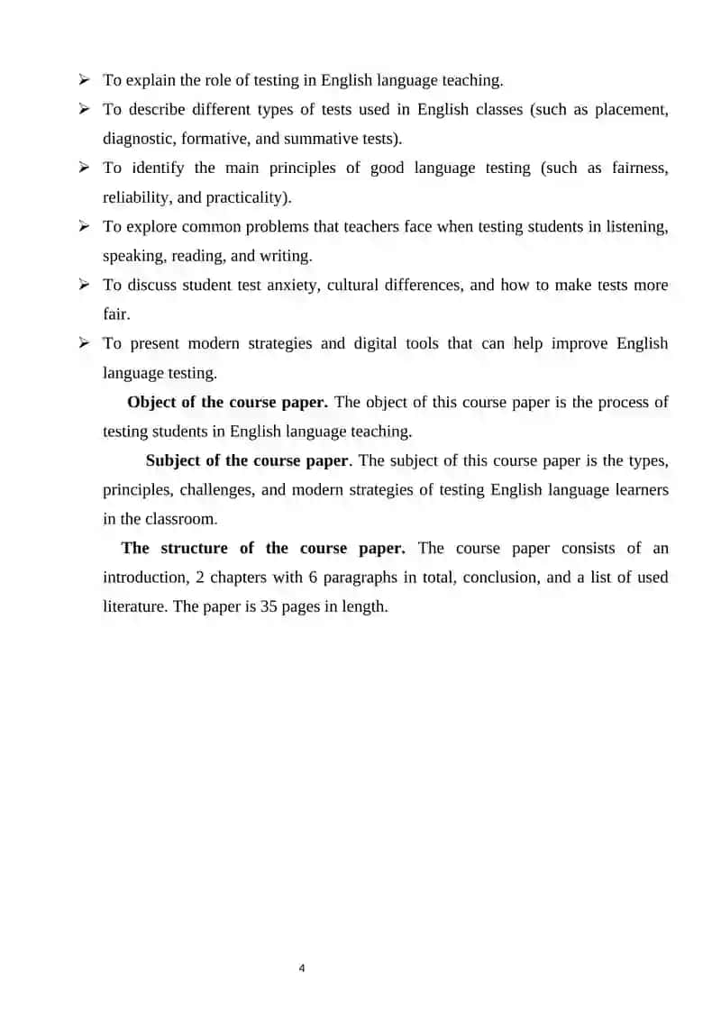 Testing (COURSE PAPER) 4