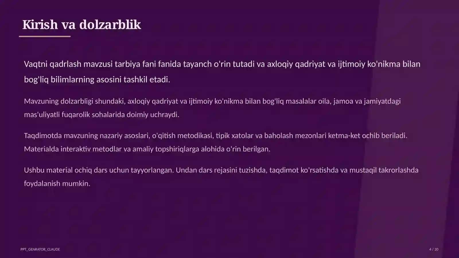 Vaqtni qadrlash (4-sinf) 4