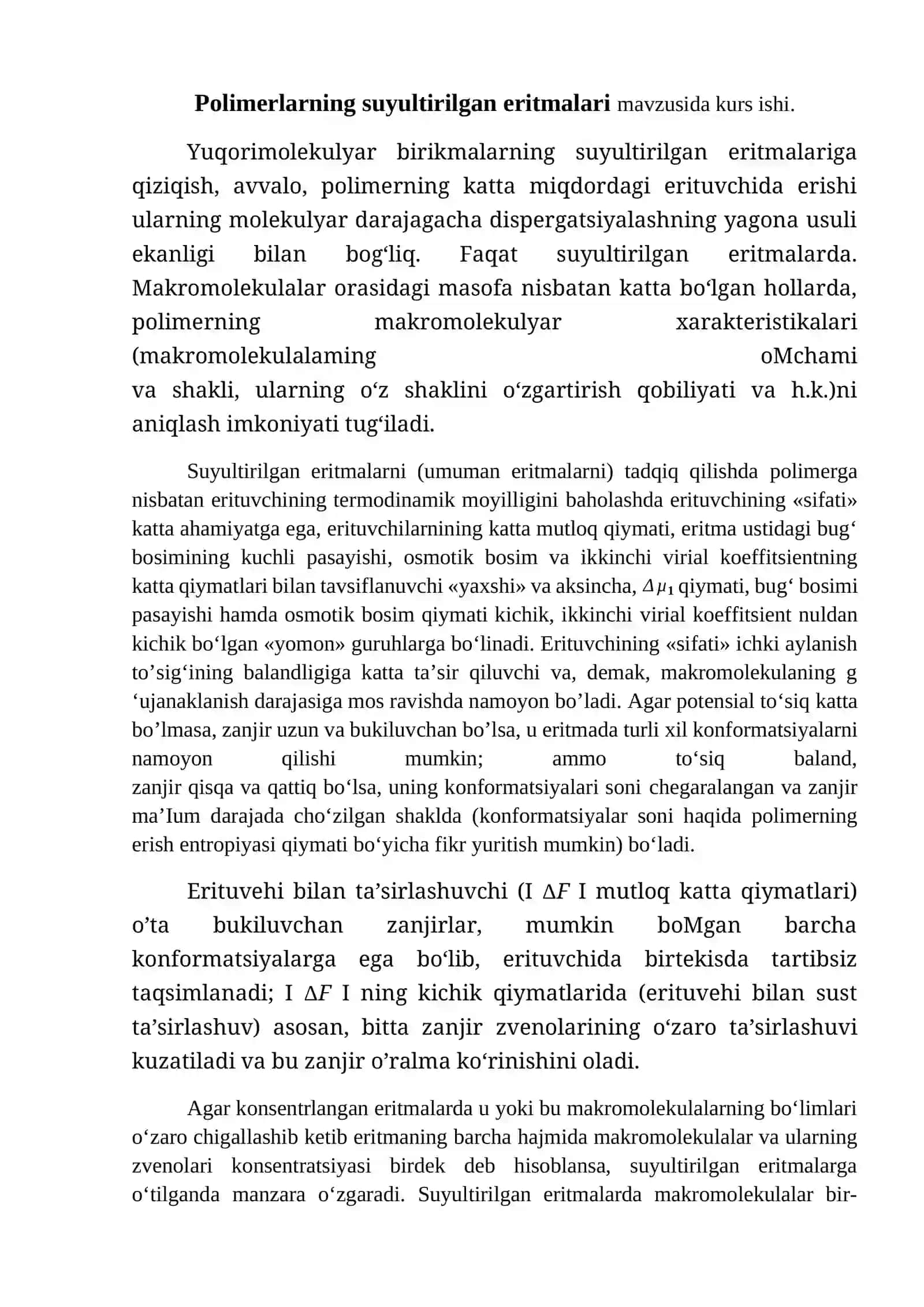 Polimerlarning suyultirilgan eritmalari 4