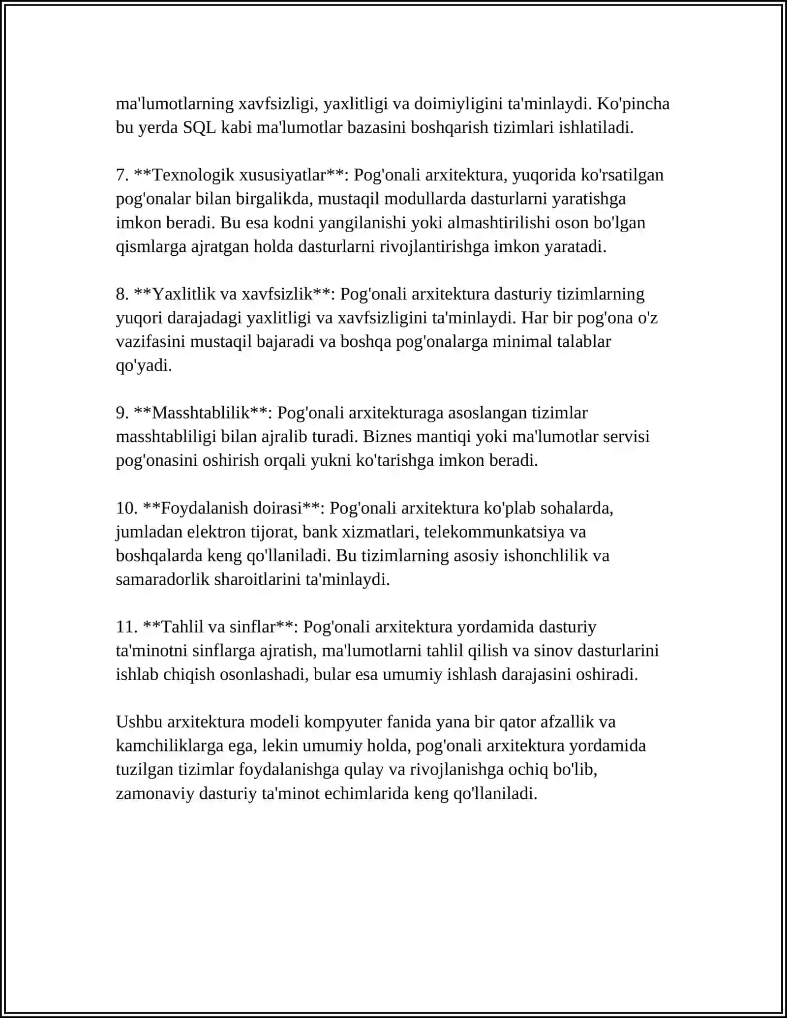 POG’ONALI ARXITEKTURA TUSHUNCHASI, POG’ONALI ARXITEKTURA PROTOKOLLARI 4