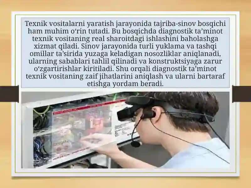 Texnik vositalarni yaratish va ekspluatatsiya bosqichlari dadiagnostik ta'minot 4