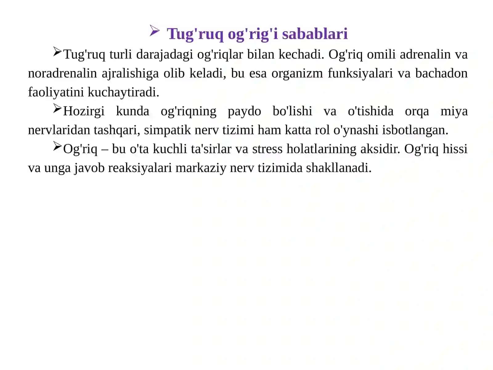 Tug'ruq og'riqsizlantirishda fiziopsixoprofilaktika 4