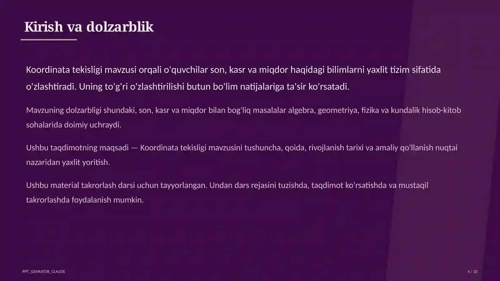 Koordinata tekisligi (6-sinf) 4