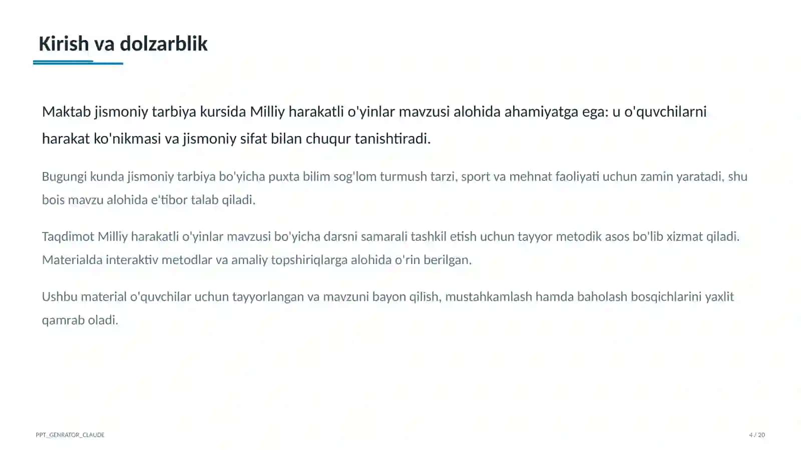 Milliy harakatli o'yinlar (4-sinf) 4