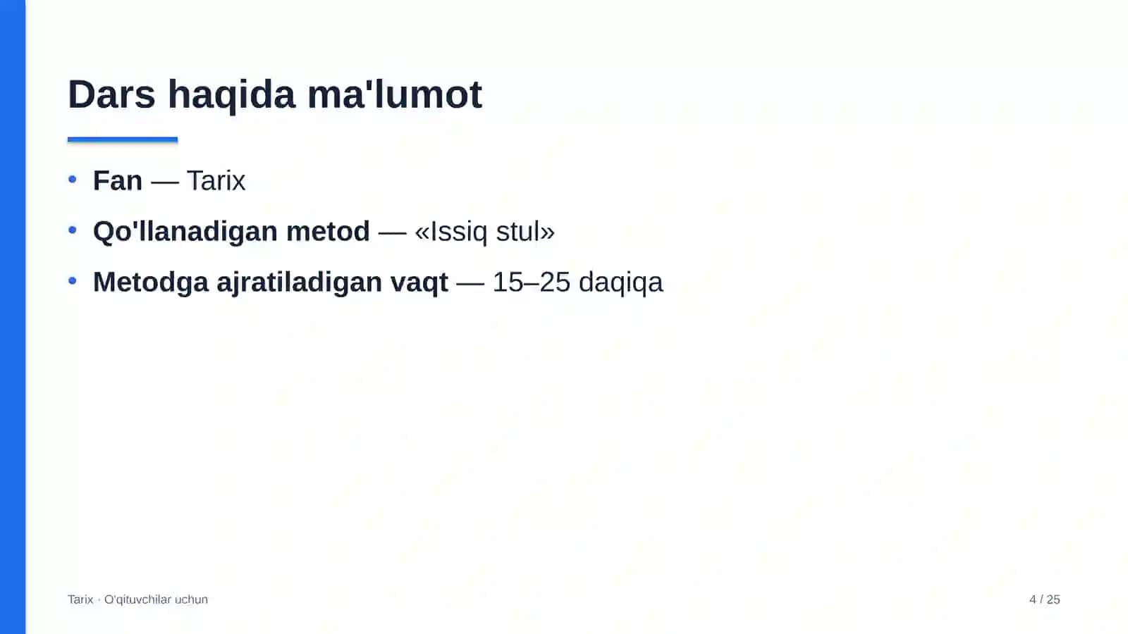 tarix darslarida issiq stul metodidan foydalanish 3598 4