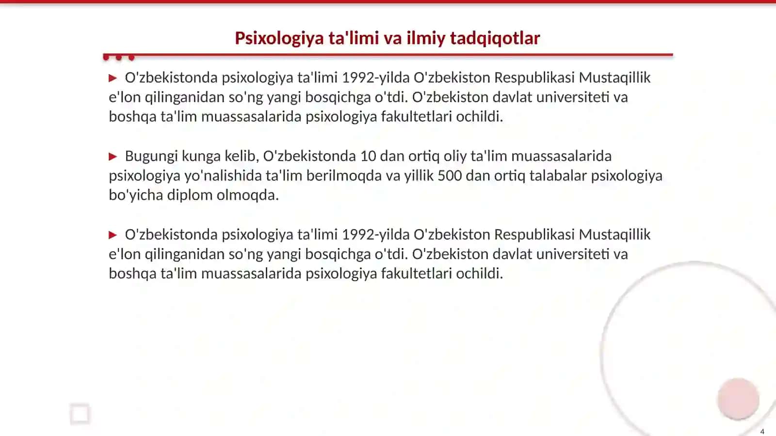 O'zbekistonda psixologiya fanining rivojlanishi 4