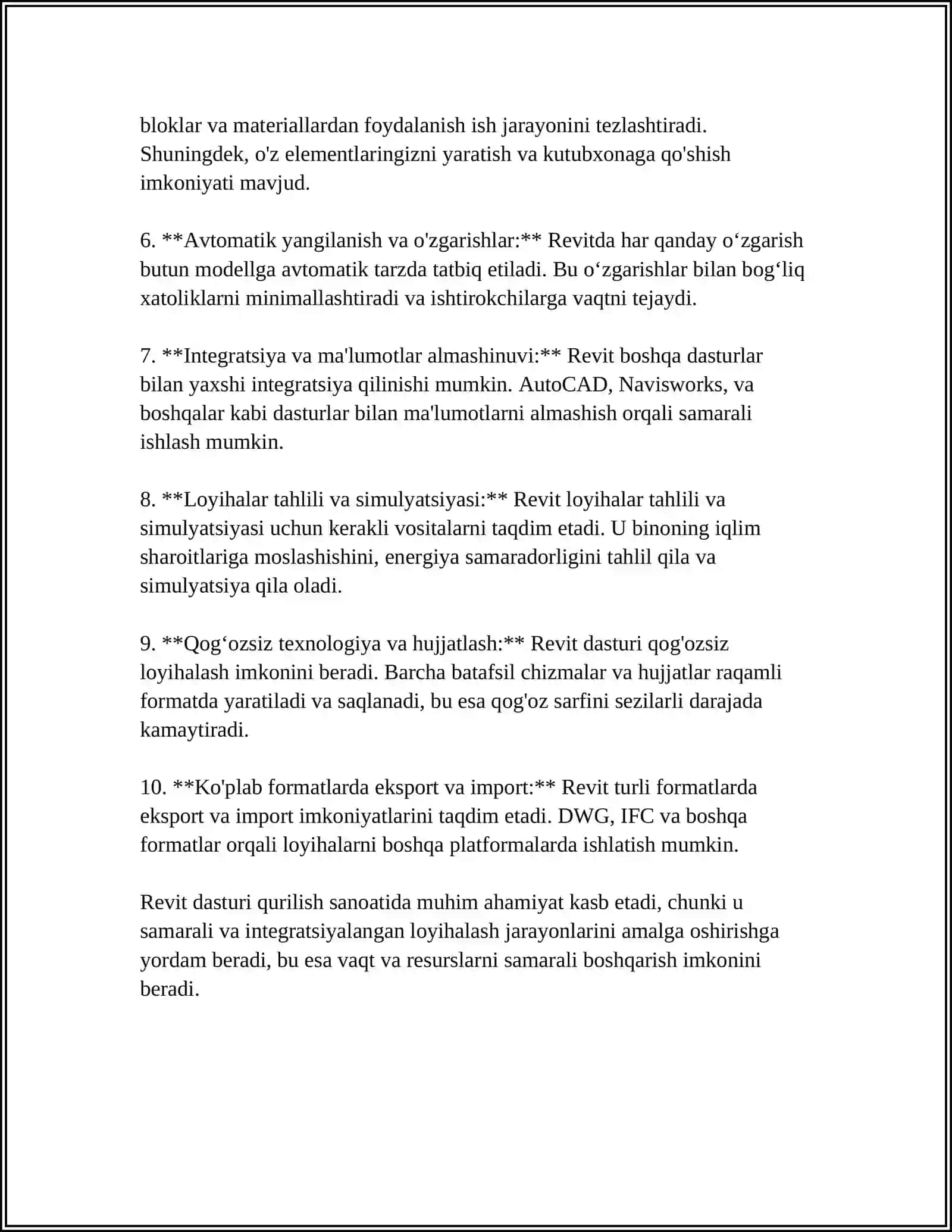 Revit dasturi imkoniyatlari 4