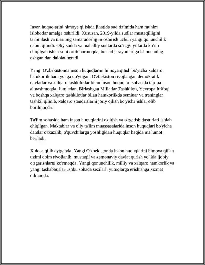 YANGI ÓZBEKISTONDA INSON HAQ-HUQUQLARI VA ERKINLIKLARI KAFOLATINING YARATILISHI 4