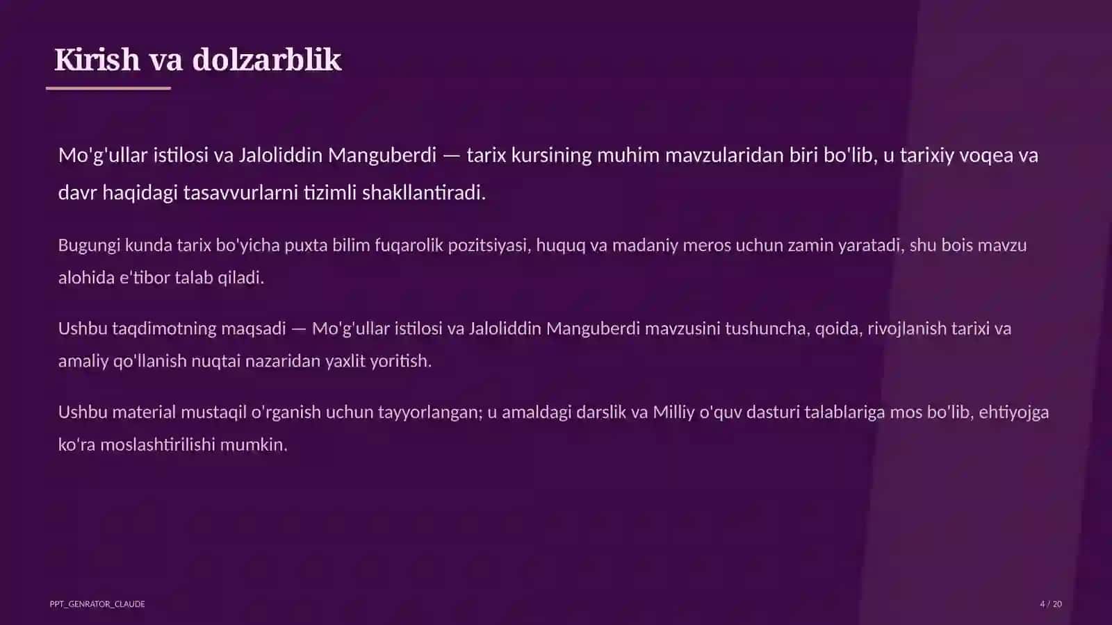Mo'g'ullar istilosi va Jaloliddin Manguberdi (7-sinf) 4