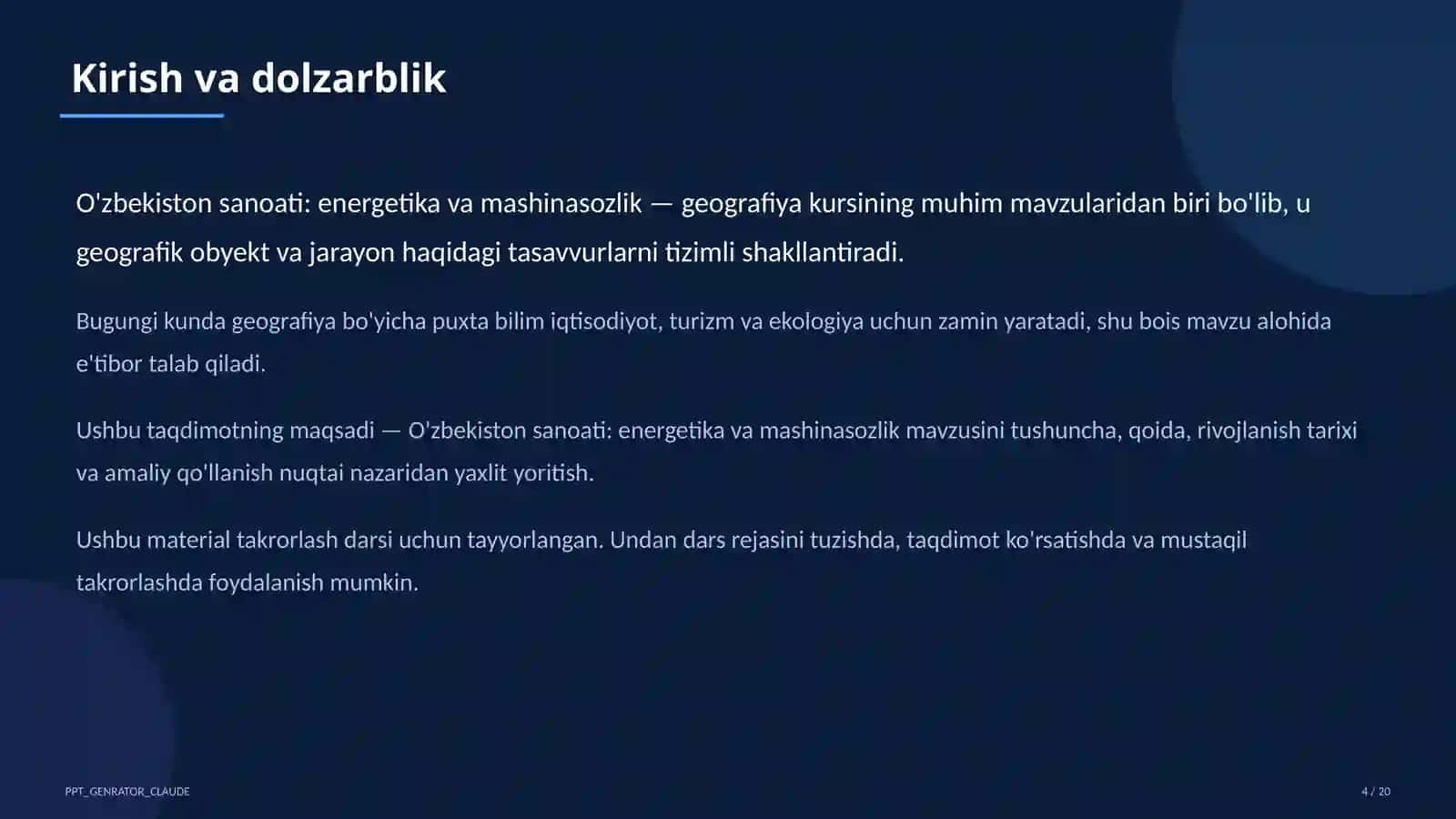 O'zbekiston sanoati: energetika va mashinasozlik (9-sinf) 4