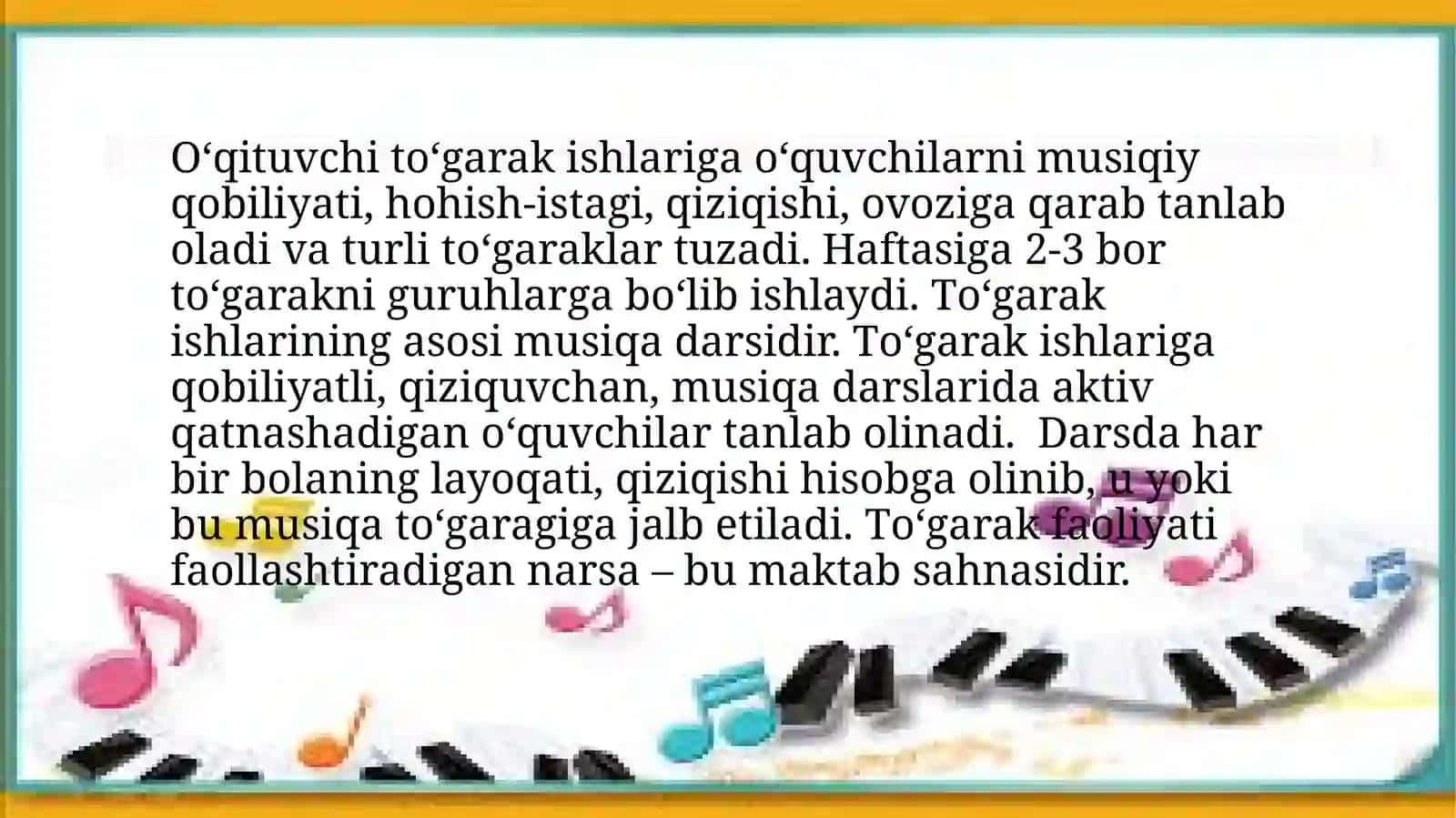 Sinfdantashqari Musiqa to'garagini tashkil qilish shakli 4