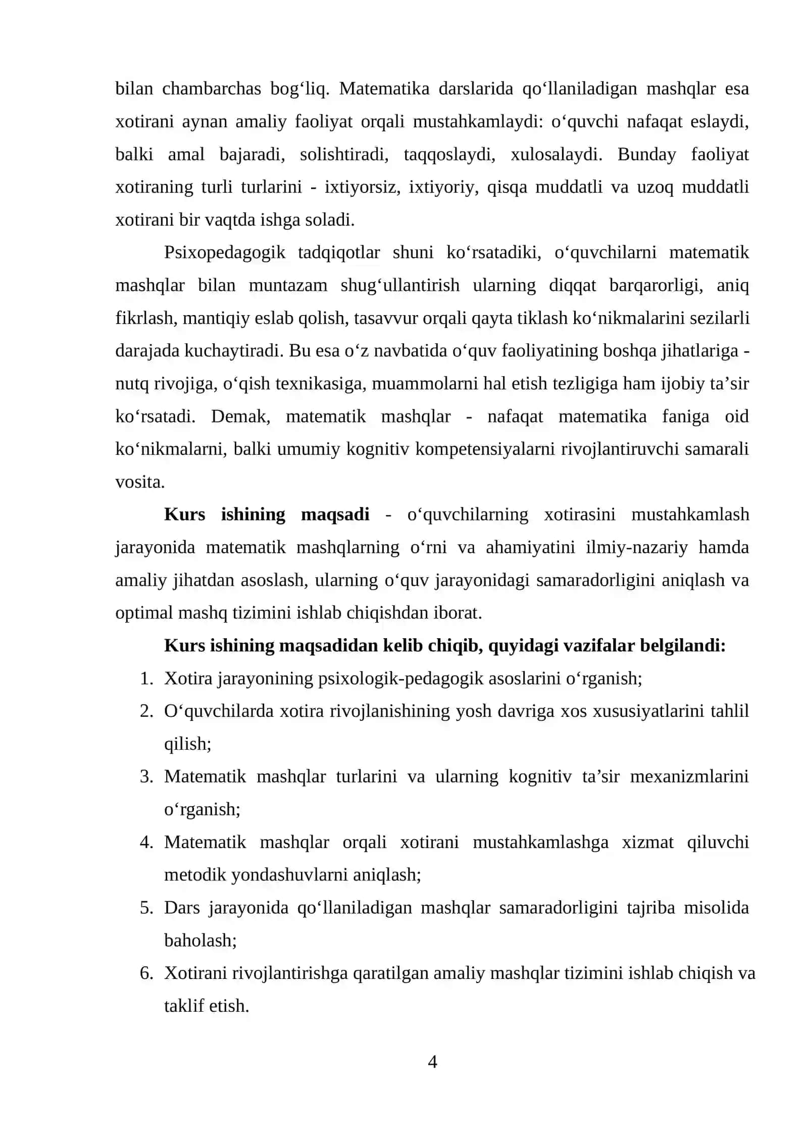 O‘quvchilarning xotirasini mustahkamlashda matematik mashqlarning o‘rni 4
