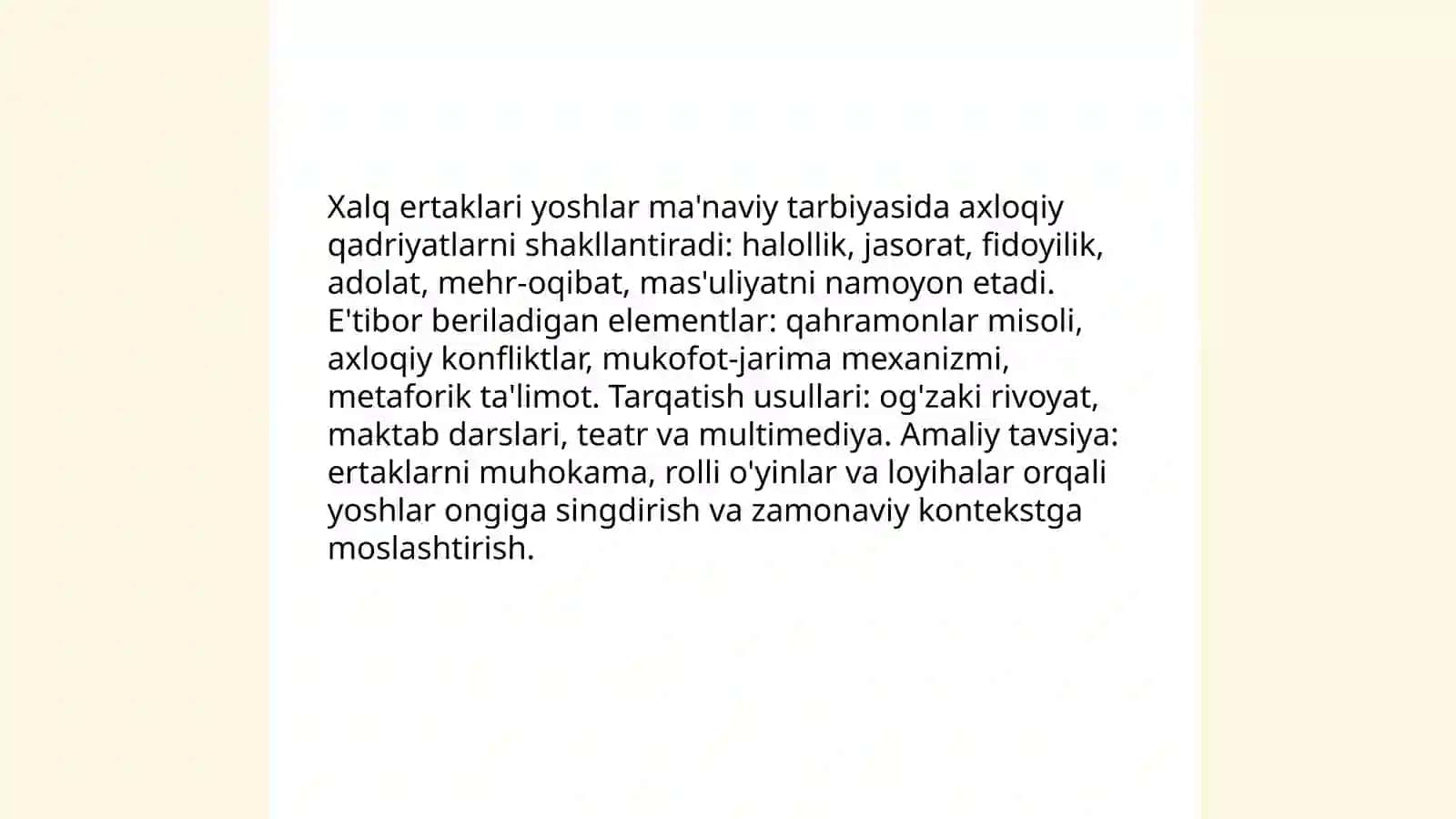 Folklorning yoshlar ma'naviy tarbiyasidagi o'rni 4