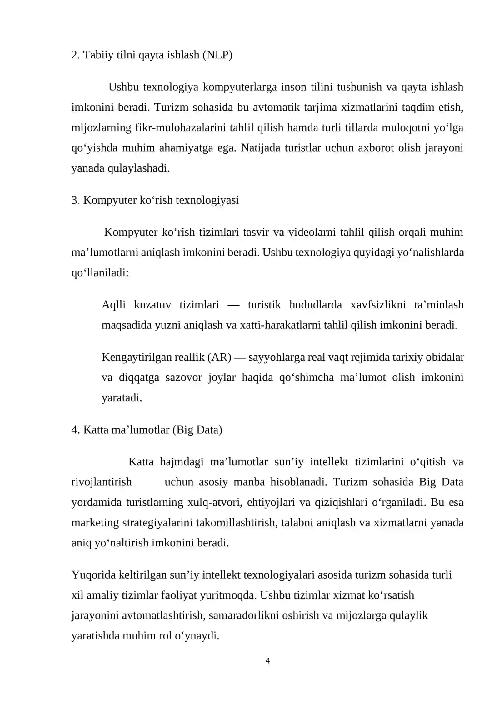 Turizm sohasida sun’iy intellekt va raqamli texnologiyalarni rivojlantirish istiqbollari 4