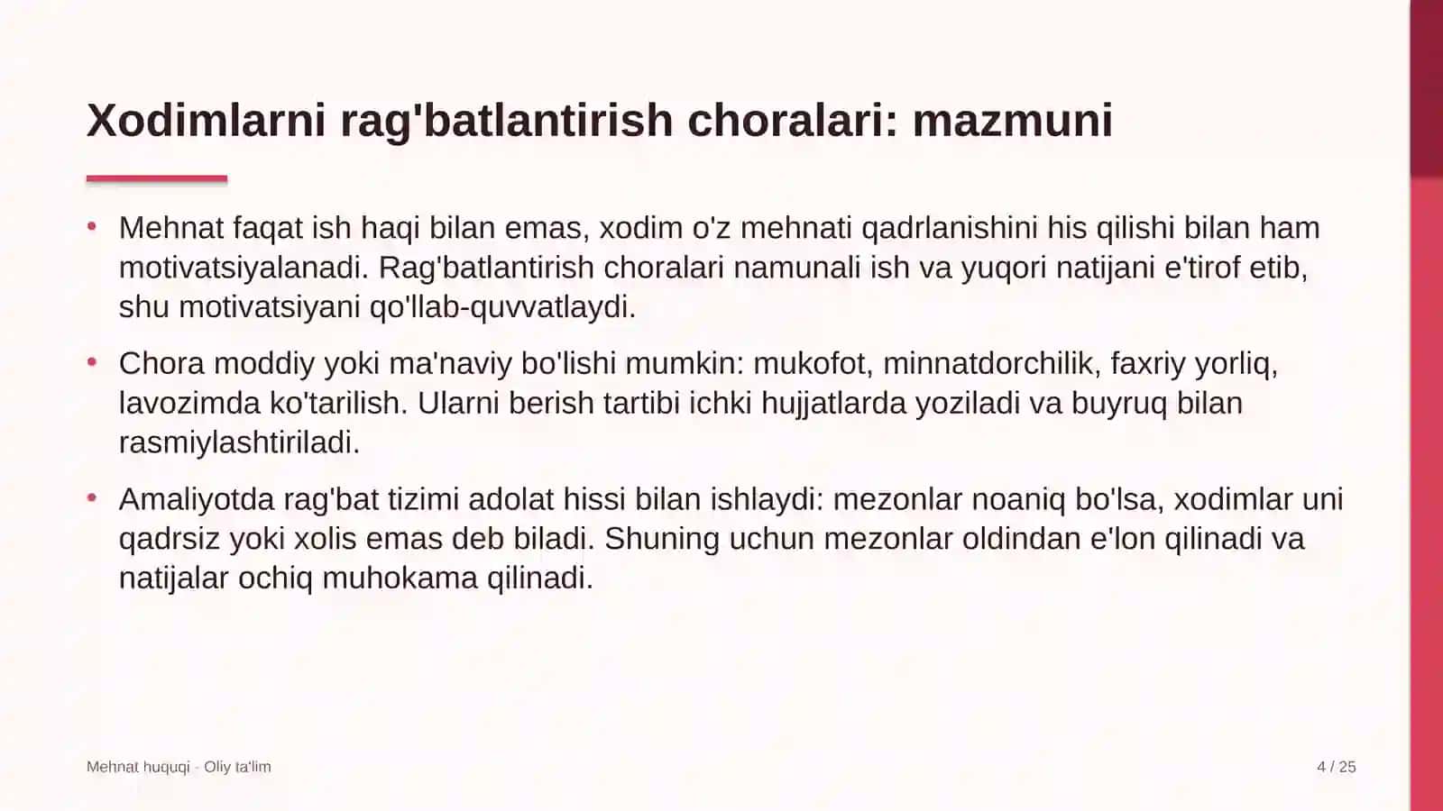 Avtomobil transportida xodimlarni rag'batlantirish choralari 4