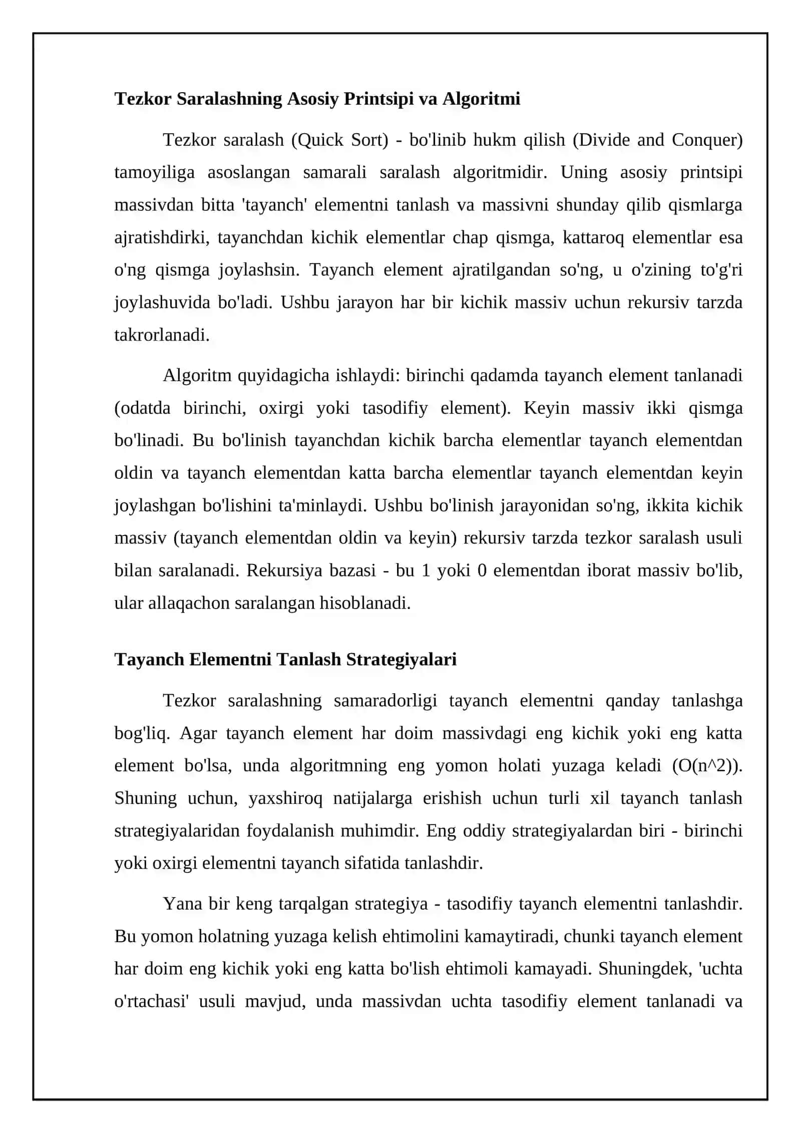 Tezkor saralash, Ustuvor navbatlar va piramida saralash algoritmlari 4