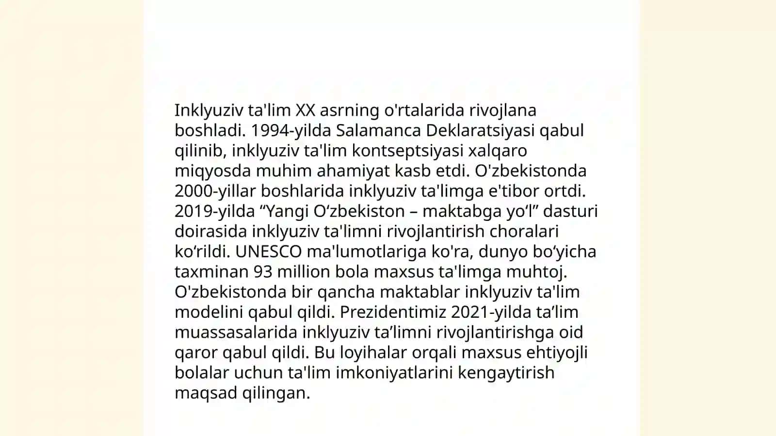 Alohida taʼlim ehtiyojlari boʻlgan bolalarning bilim olish huquqi 4