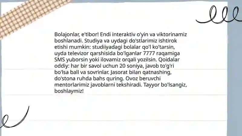 TV dagi ko’ngilochar bolalar ko’rsatuvi uchun nutq 4