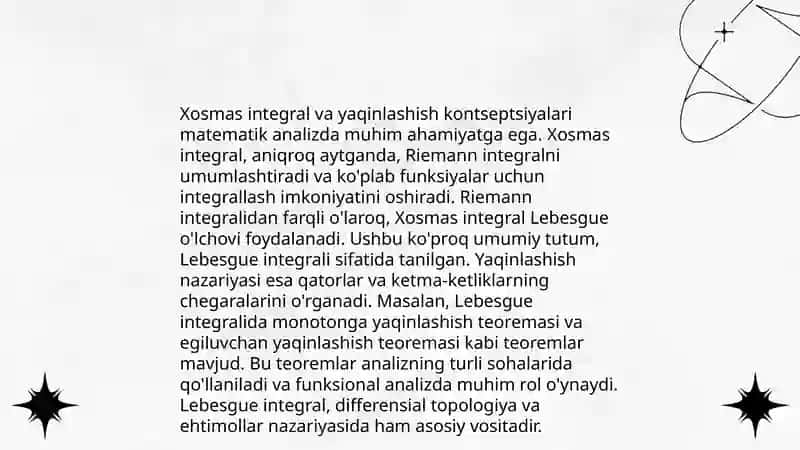 Birinchi tur xosmas integral va ularning yaqinlashishi 4