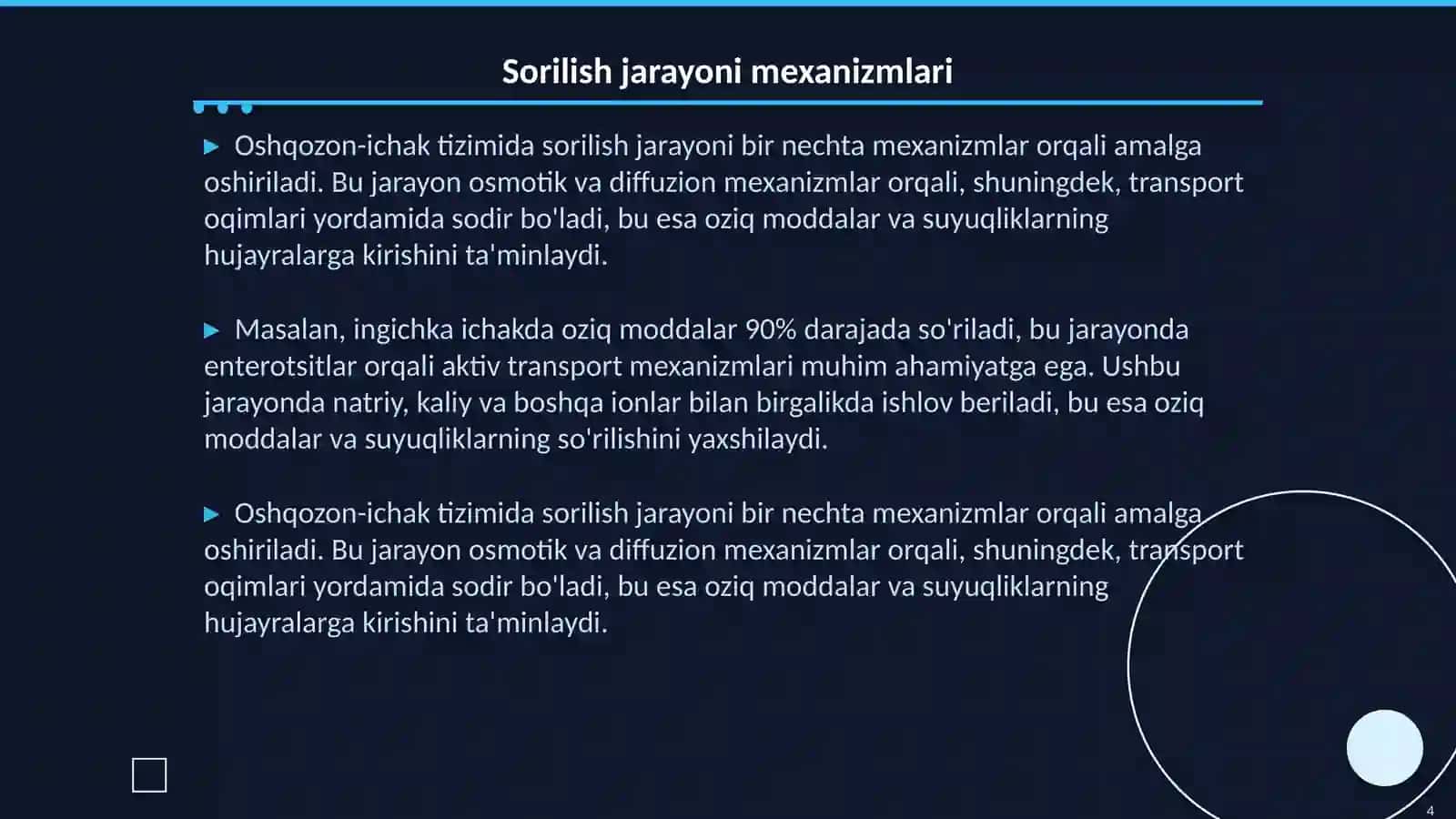 Oshqozon-ichak trakdida sorilishining biofizikaviy mexanizmlari 4
