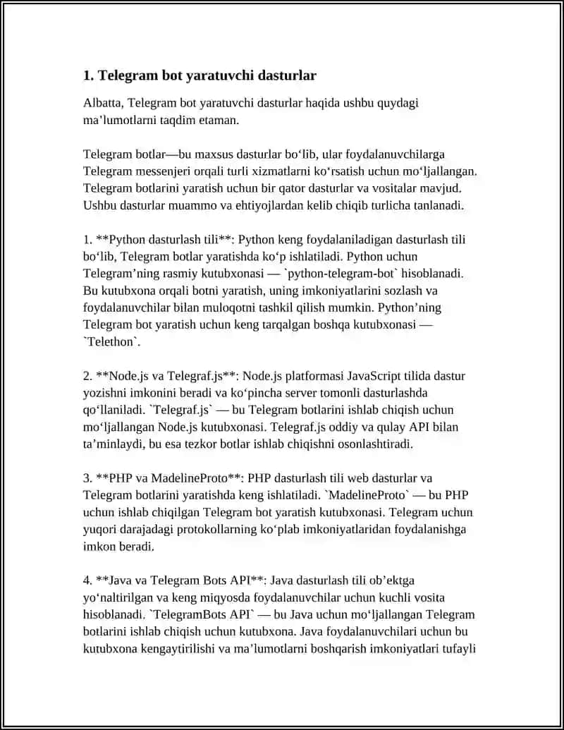 Telegram bot yaratuvchi dasturlar 4